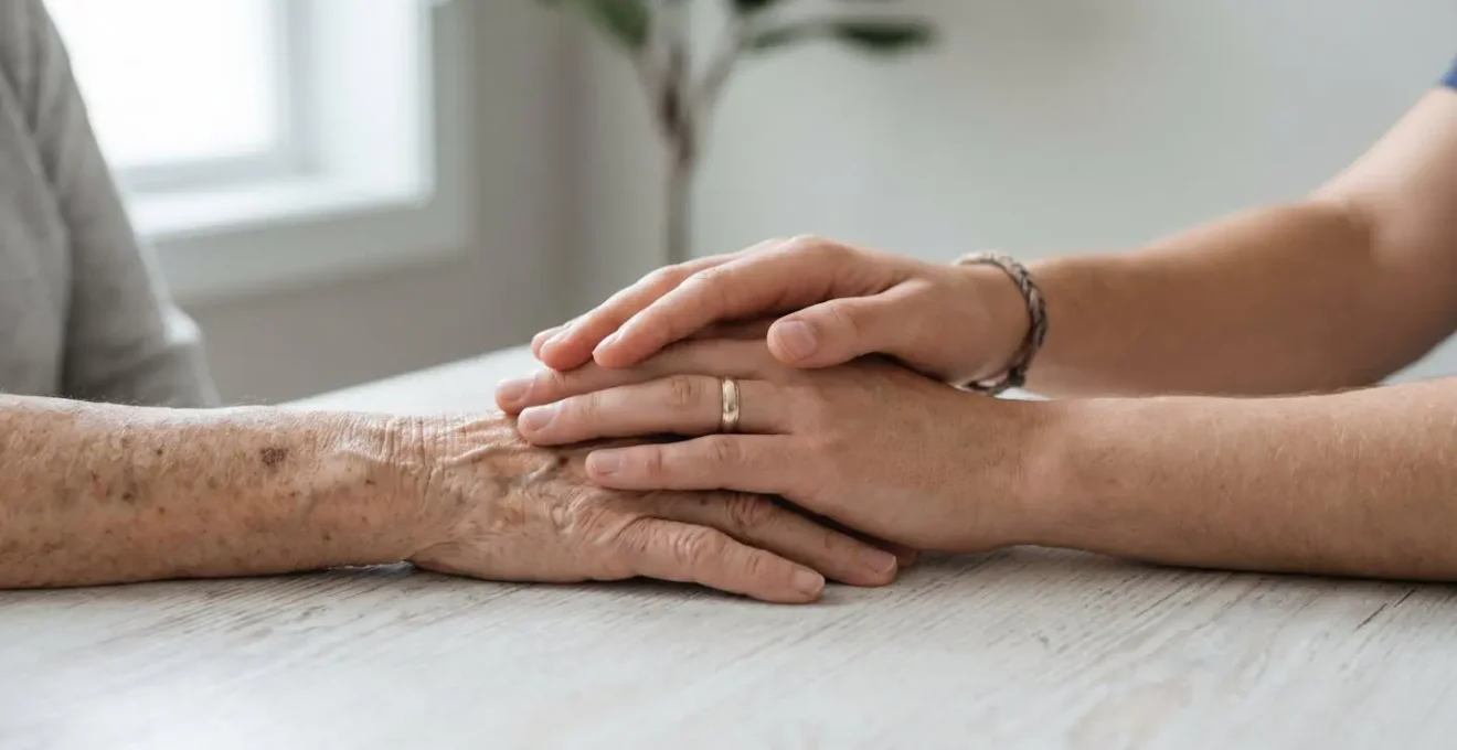 A multi-generational family consultation scene showing interconnected healthcare decisions and genetic legacy