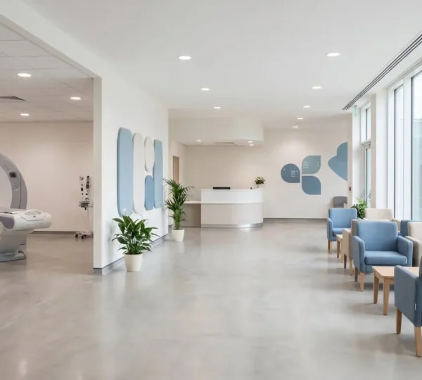 Modern clinical diagnostic equipment in a community healthcare setting with patient-centered design