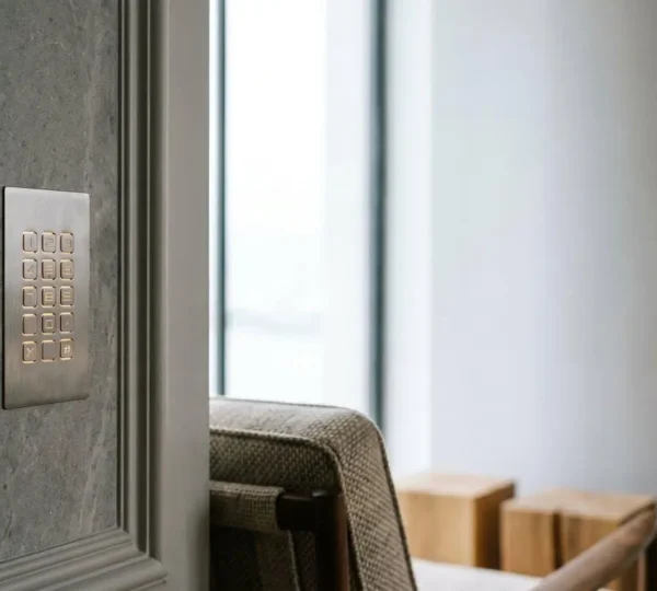 Professional smart home control system integrated into modern luxury interior design